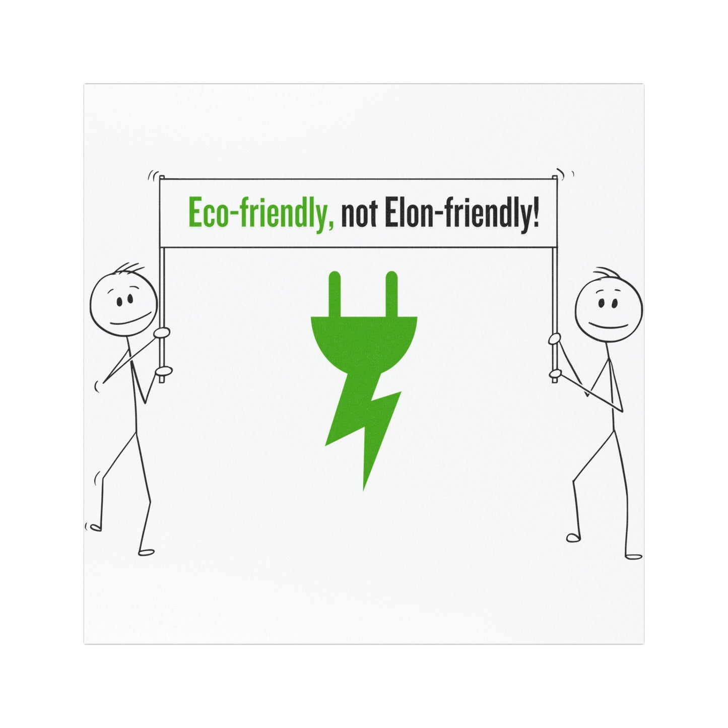 "Eco-Friendly, not Elon-Friendly" Stick Figure Tesla Car Magnet