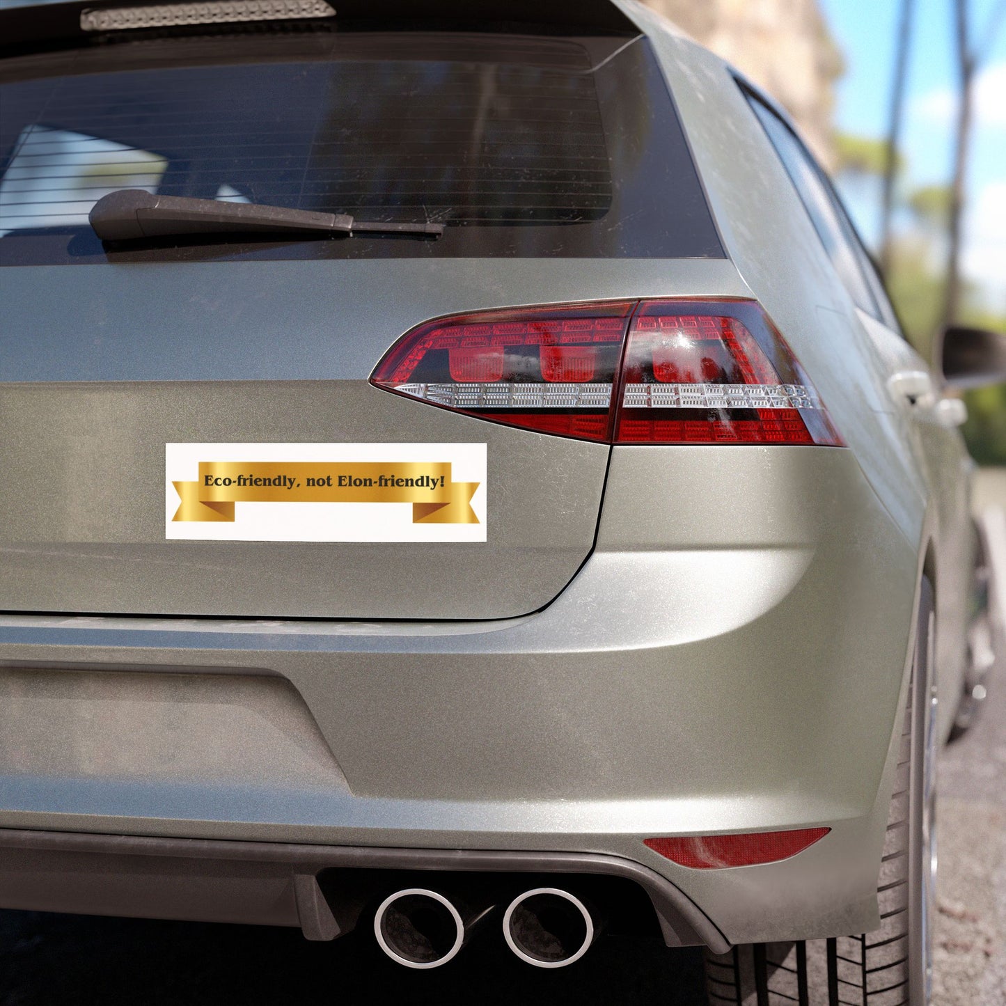 "Eco-Friendly, not Elon-Friendly!" Banner Tesla Car Magnet
