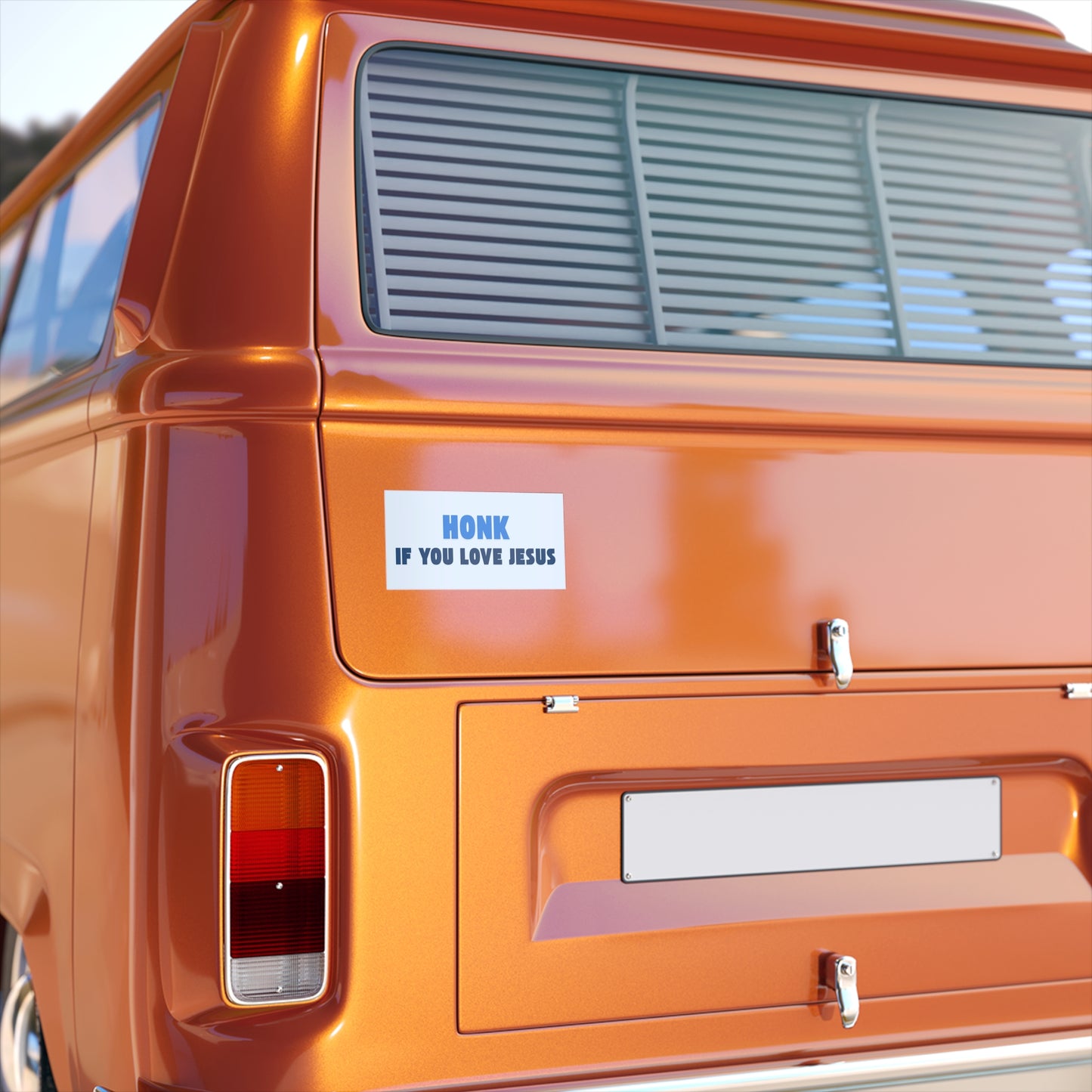 'Honk If You Love Jesus' Blue Bumper Sticker