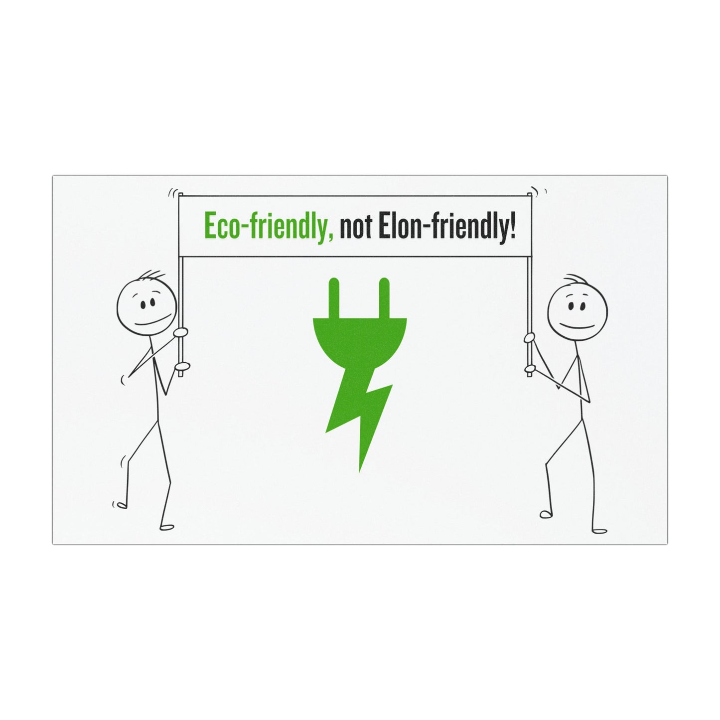 "Eco-Friendly, not Elon-Friendly" Stick Figure Tesla Car Magnet