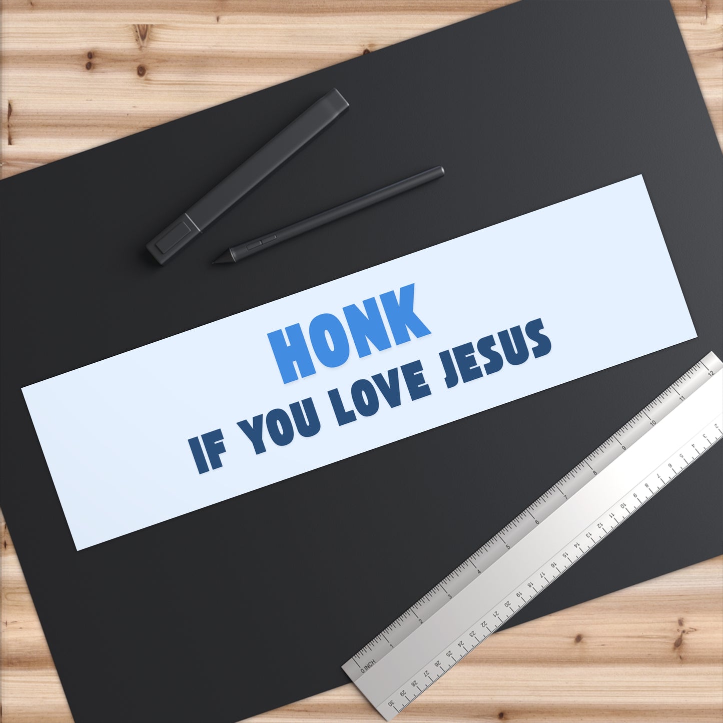 'Honk If You Love Jesus' Blue Bumper Sticker