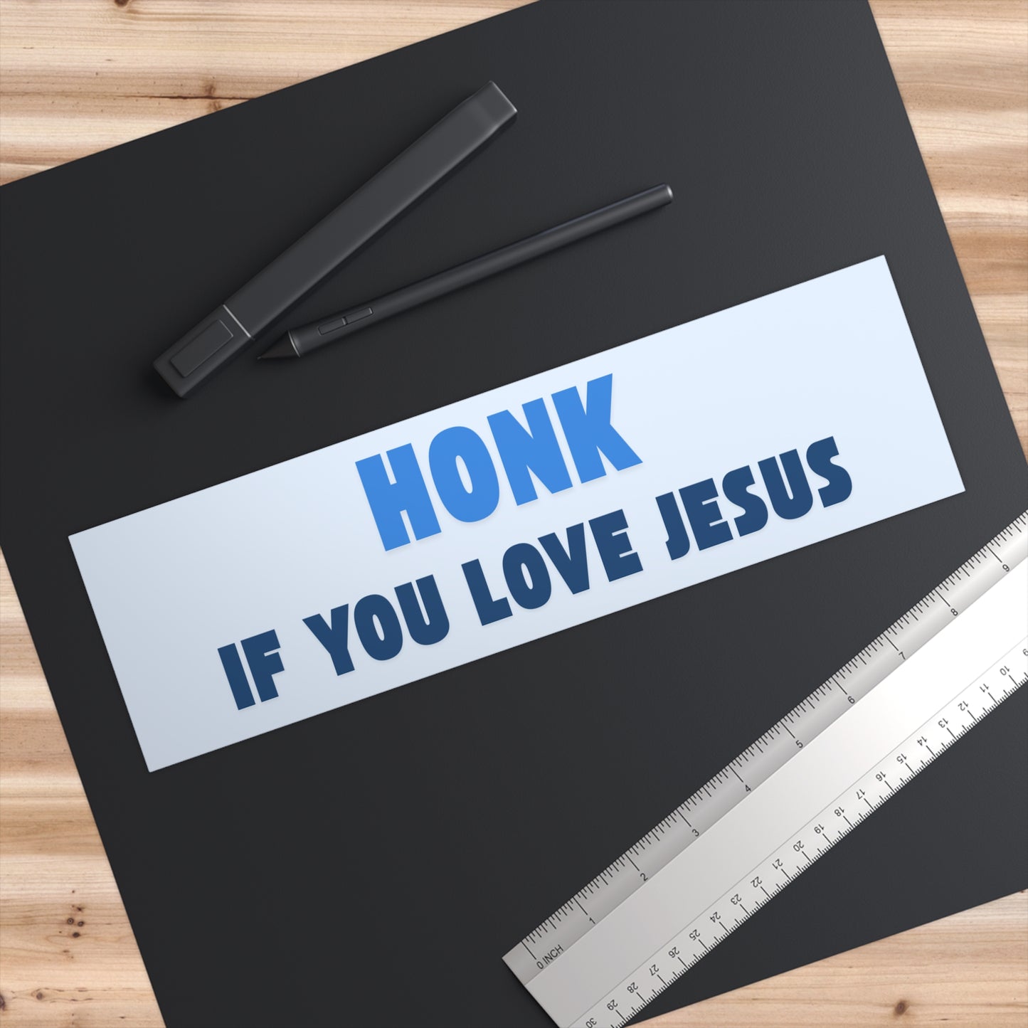 'Honk If You Love Jesus' Blue Bumper Sticker