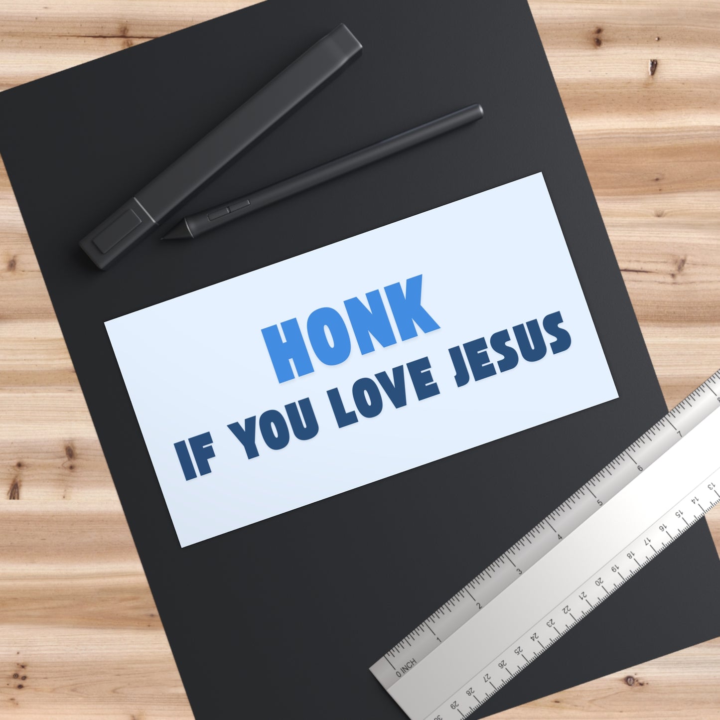 'Honk If You Love Jesus' Blue Bumper Sticker