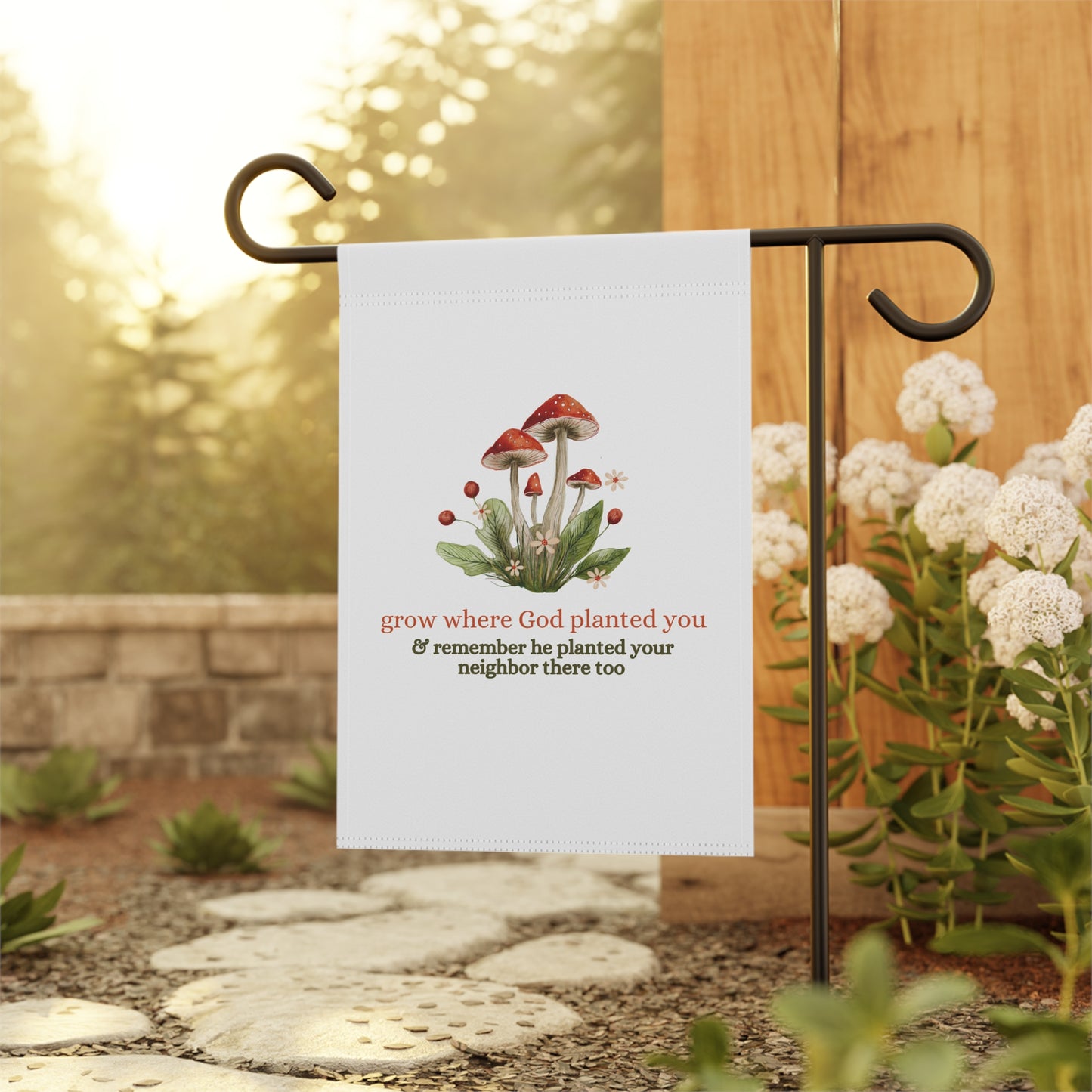 "Grow Where God Planted You" (Mushroom) Yard Banner