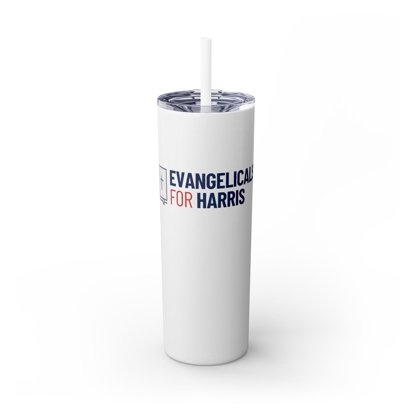 Evangelicals For Harris Skinny Tumbler with Straw, 20oz