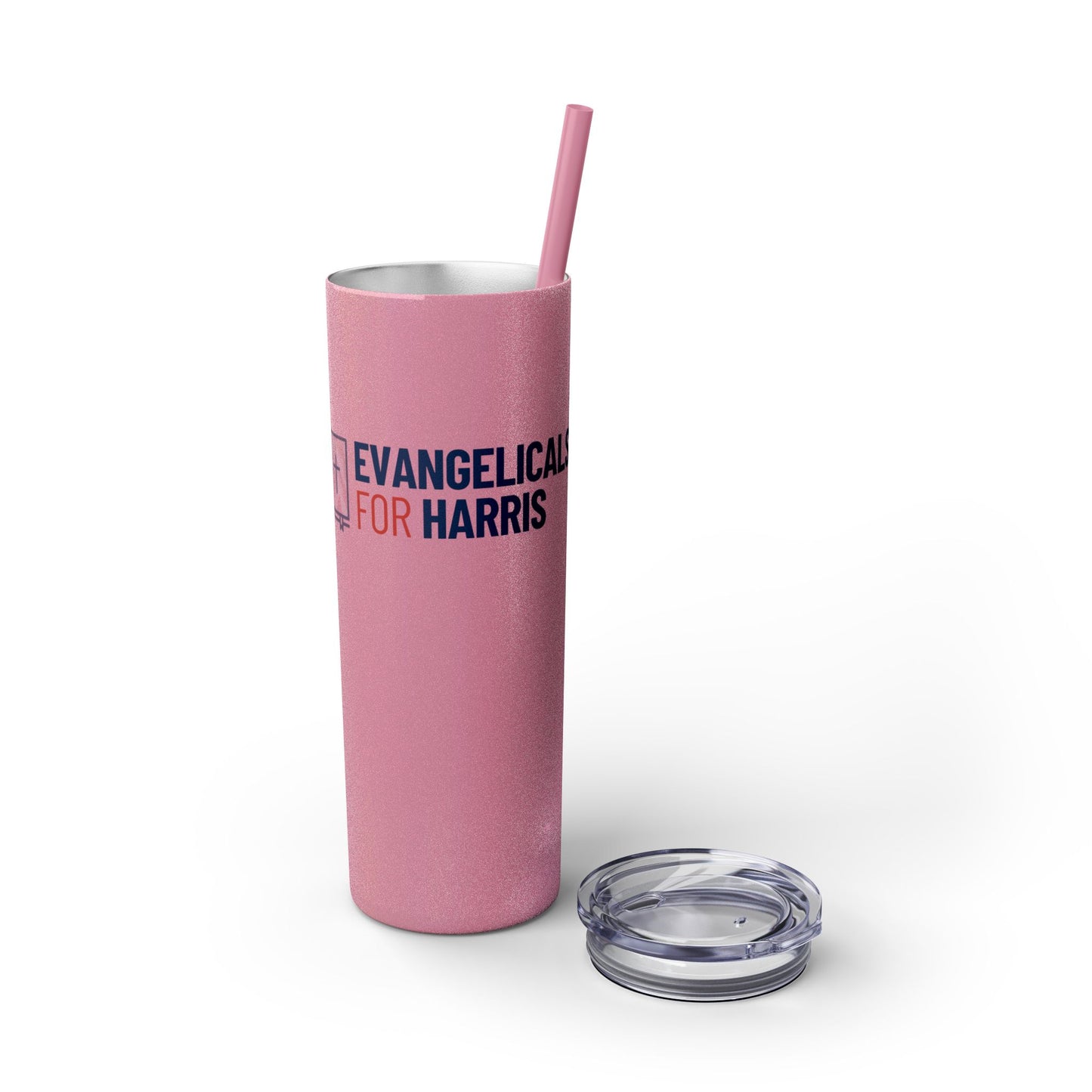 Evangelicals For Harris Skinny Tumbler with Straw, 20oz