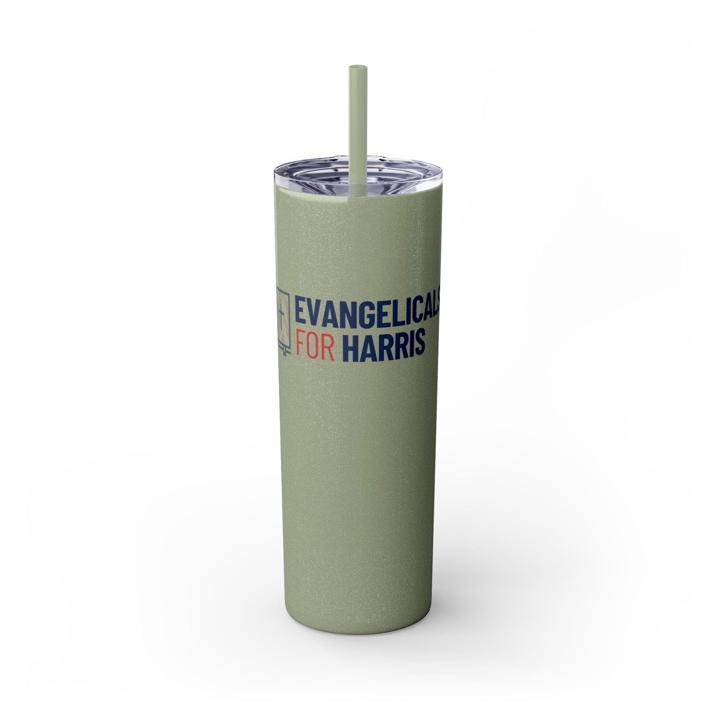 Evangelicals For Harris Skinny Tumbler with Straw, 20oz