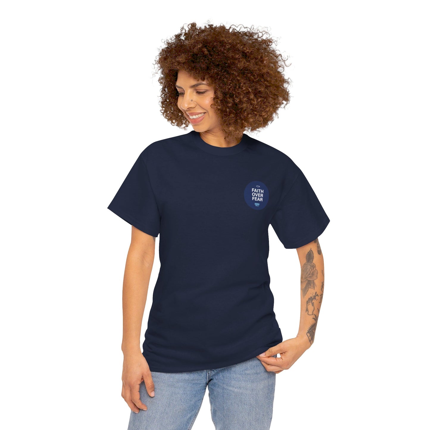 Faith Over Fear Corner Logo Tee