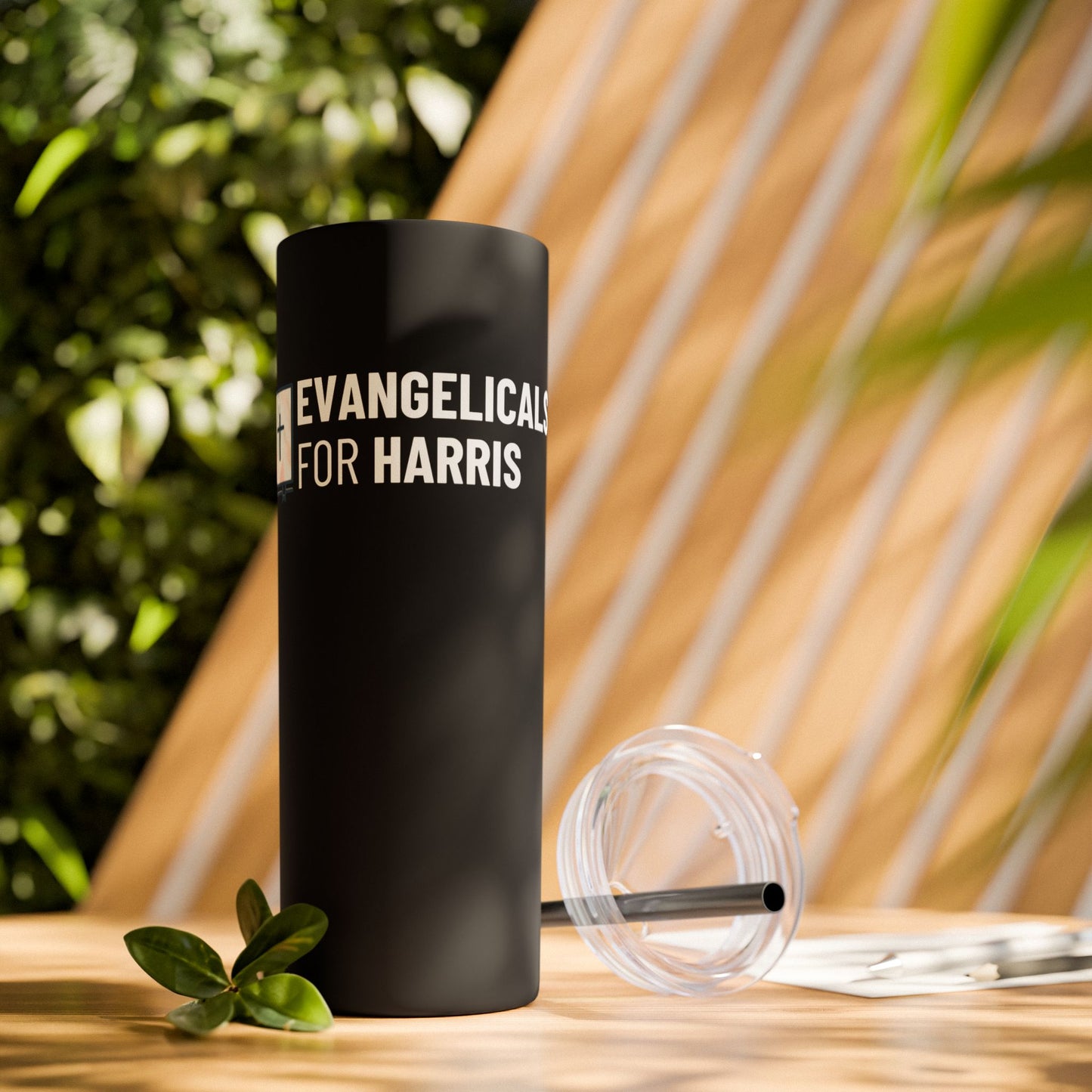 Evangelicals For Harris Skinny Tumbler with Straw, 20oz